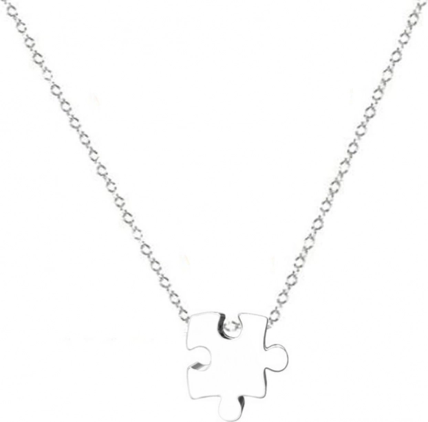 Edelstahlkette mit Puzzle-Anhänger aus Chirurgenstahl 316L