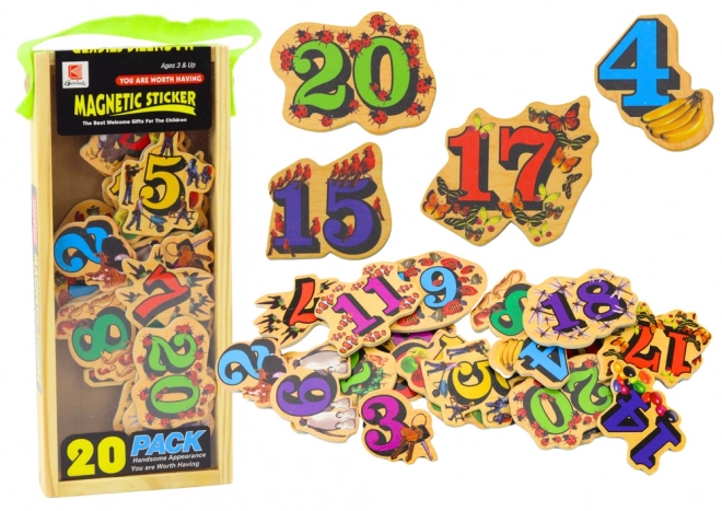 Magnetische houten cijfers met afbeeldingen 20 stuks