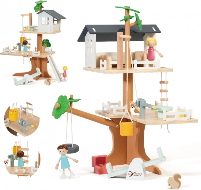 Classic World wooden treehouse for dolls, 31 pcs