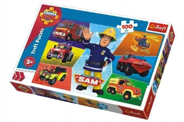 Puzzel Brandweerman Sam 100 stukjes 41x27,5cm in doos 29x19x4cm
