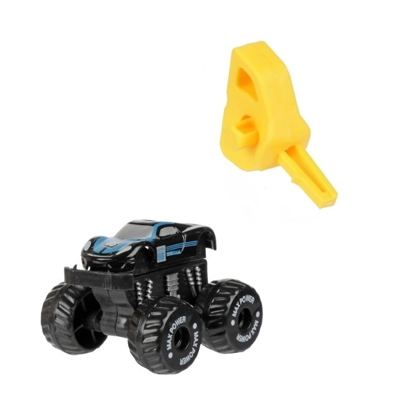 Auto terrein mini met starter kunststof 4cm in plastic ei 5x10cm 12st in doos