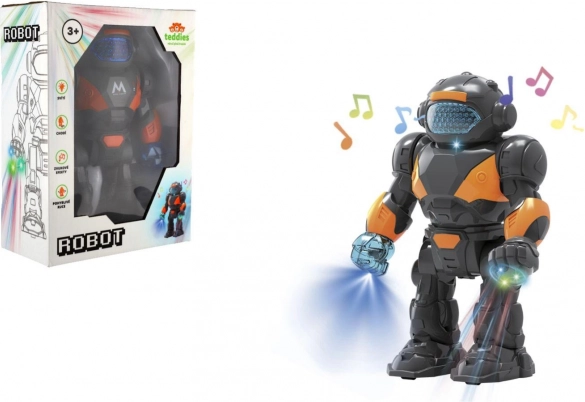 Lopende plastic robot met licht en geluid 22 cm