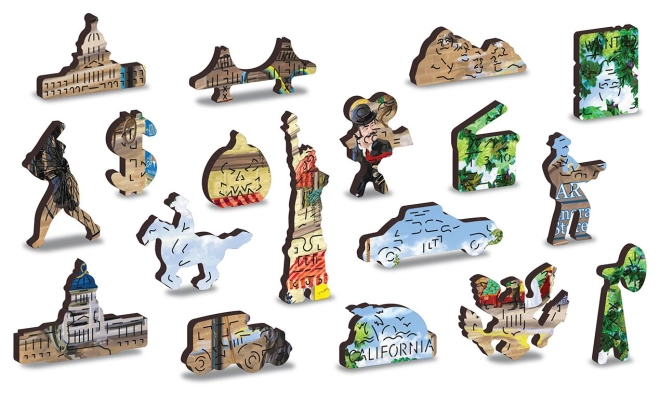 Uniquely shaped wooden pieces