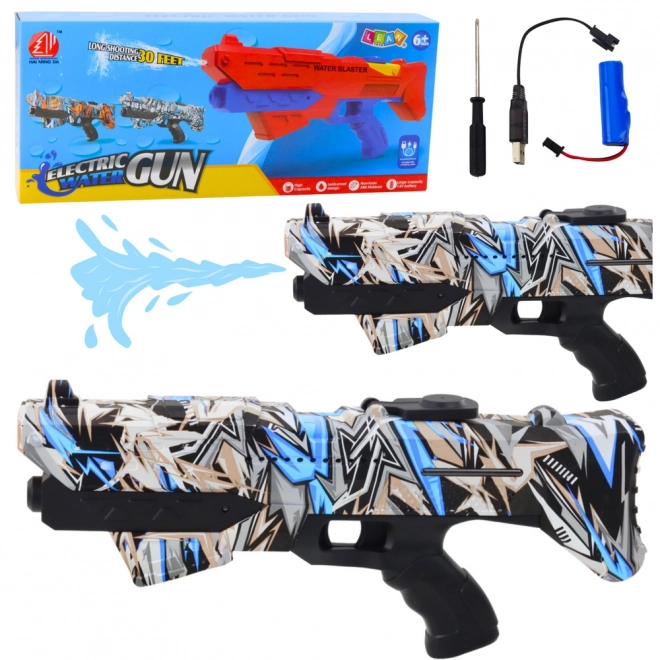 Pistolet à Eau Électrique Graffiti Bleu