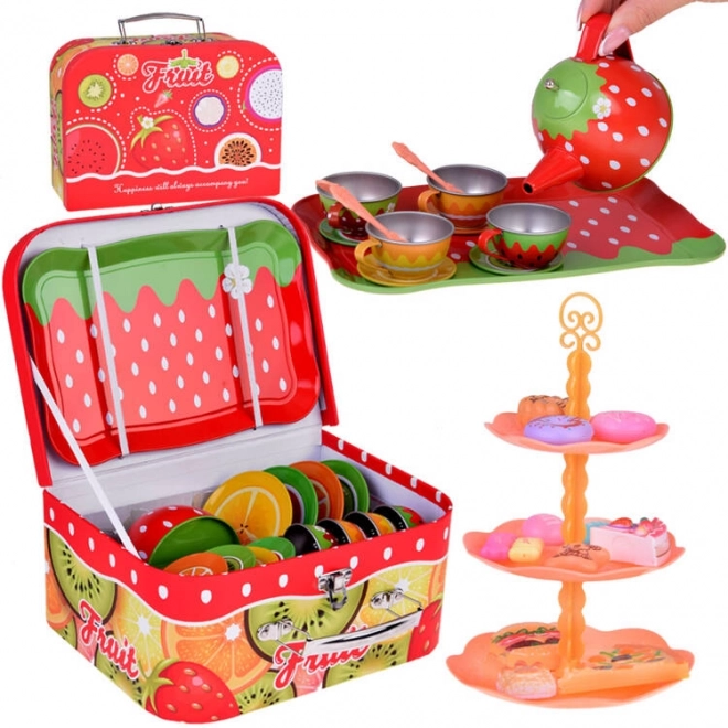 Fruchtiges Teeset für Kinder im Koffer, 36 Teile