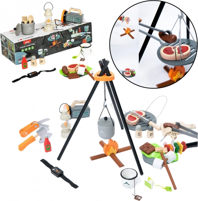 Ensemble de Camping en Bois 45 Pièces