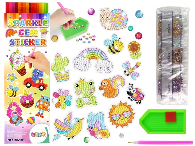 Diamond borduren stickerset Dieren tuin regenboog mozaïek