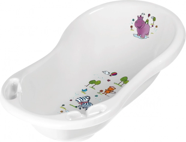Baby bath 84cm "Hippo" with plug, White