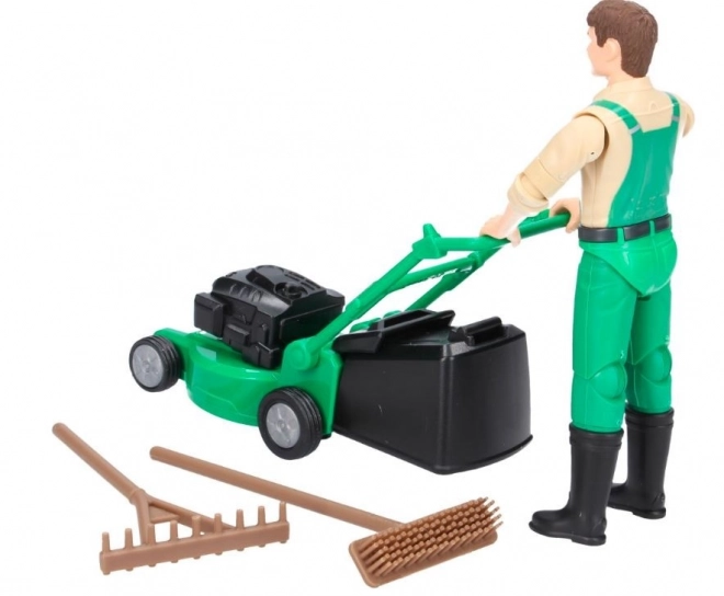 Bruder BWORLD Tuinman met grasmaaier en accessoires