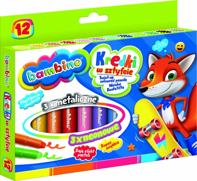 Uitschuifbare waskrijtjes Bambino - 12 stuks