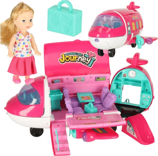 Doll Play Airplane 2-in-1 with Accessories Pink