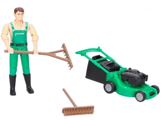 Bruder BWORLD Tuinman met grasmaaier en accessoires