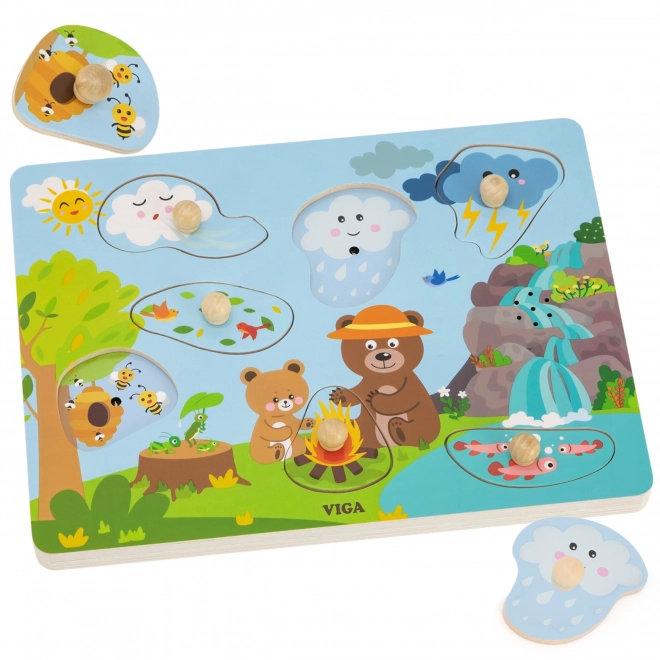 Houten puzzel GELUIDEN VAN DE NATUUR van VIGA