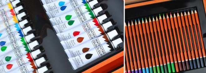 Grote set in houten koffertje voor kleine schilders 174 stuks