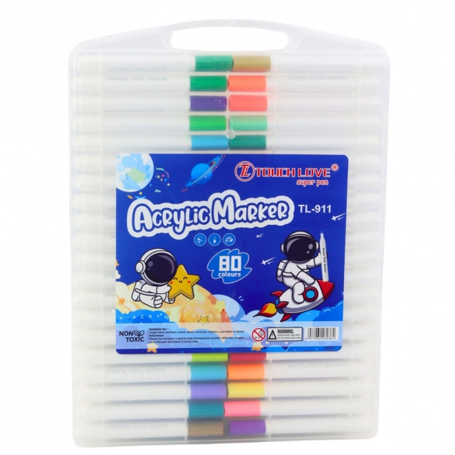 Set van acrylstiften in organizer, 80 stuks