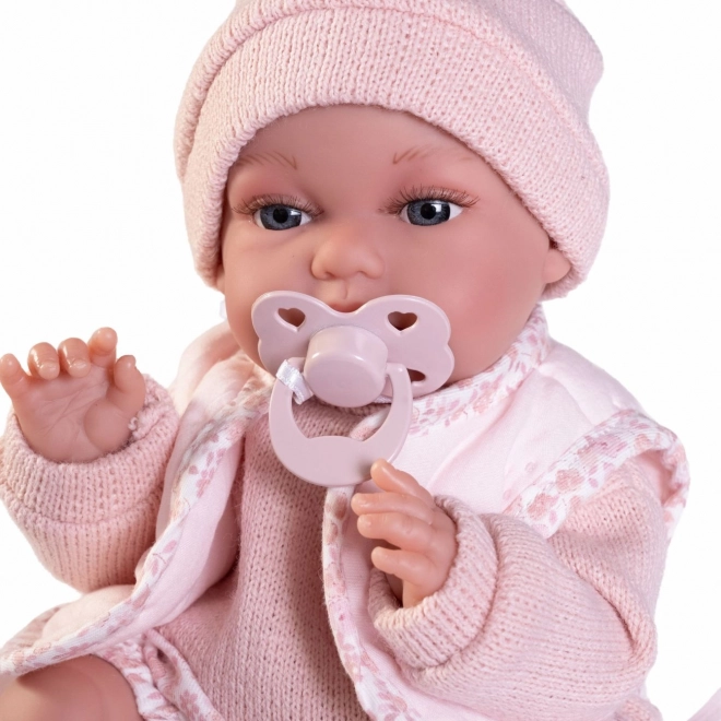realistische Babypuppe mit Bewegungsfunktion und weichem Stoffkörper 34 cm