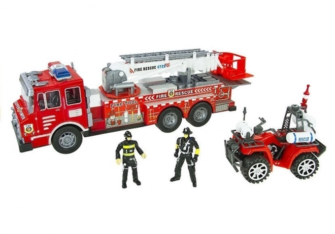 Grote brandweerkazerne set met helm en quad