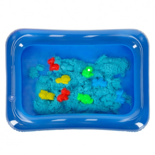 Kinetisch zand beige 1 kg met vormpjes – Blauw