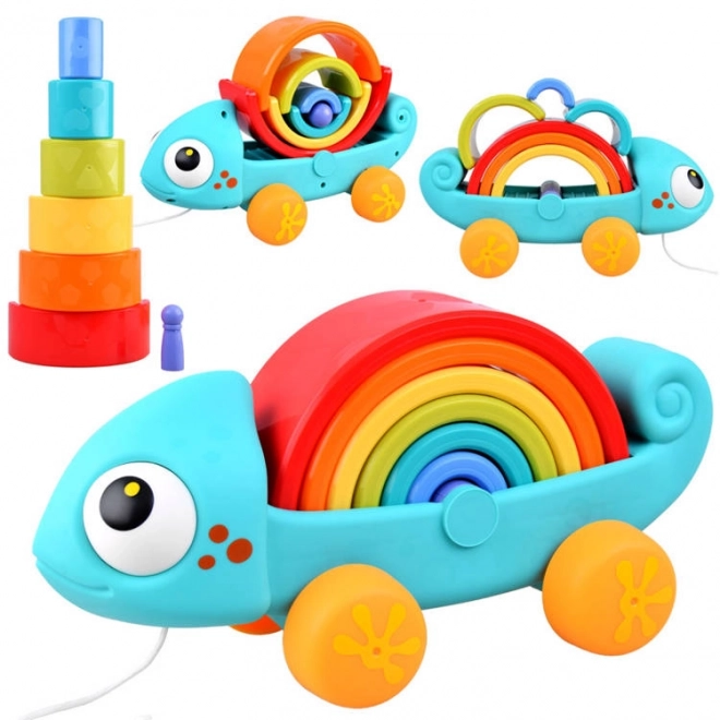 Montessori regenboogkameleon puzzel 18m+