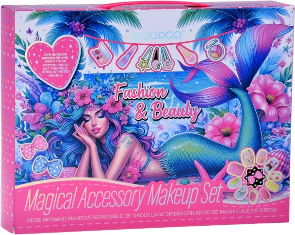 Big Beauty Set Mermaid Eye Shadows Polishes Hair Clips Ties