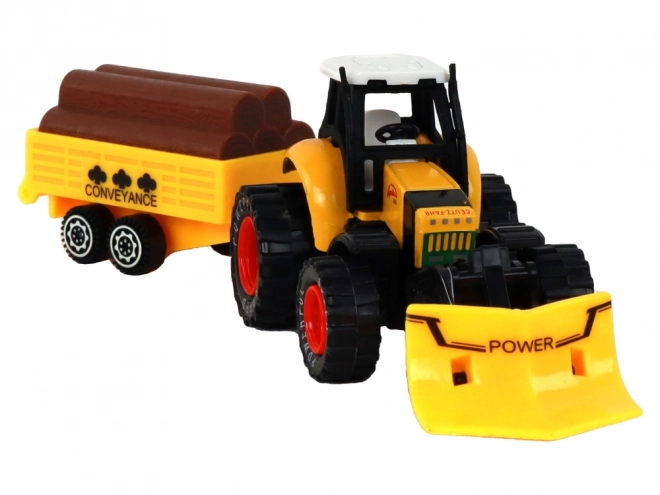 Traktor mit Anhänger gelb rot