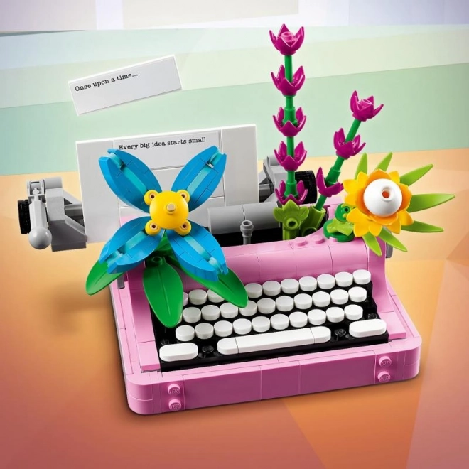 Kit de construction pour enfants - Machine à écrire avec fleurs LEGO Creator 3 en 1