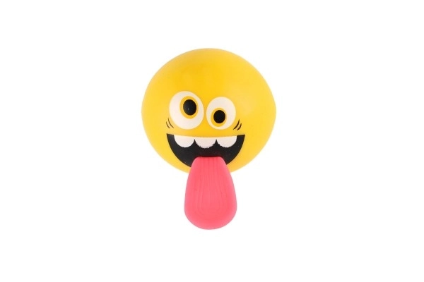 Bal met smiley en tong rubber 5cm op batterijen met licht 5 kleuren 12st in doos