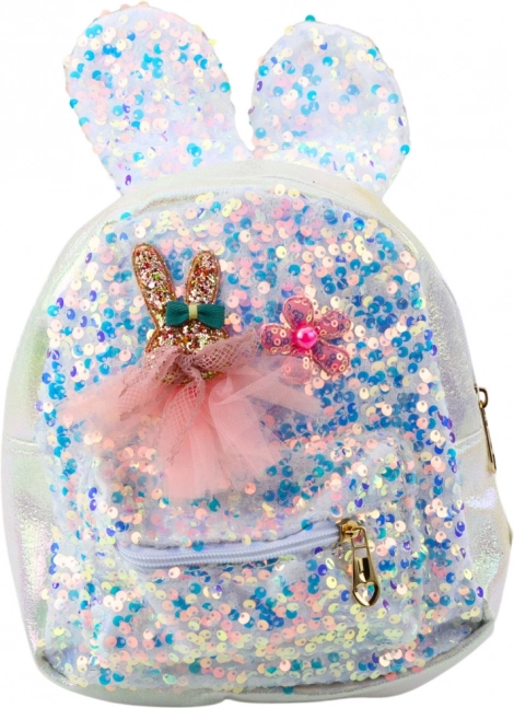 Children's backpack with bunny ears and sequins white 4.4L