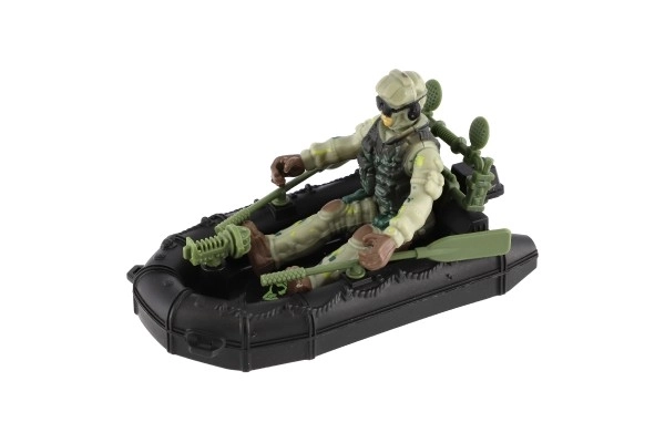 Militaire set plastic boot, soldaat, hond met accessoires in doos 23x14x4cm