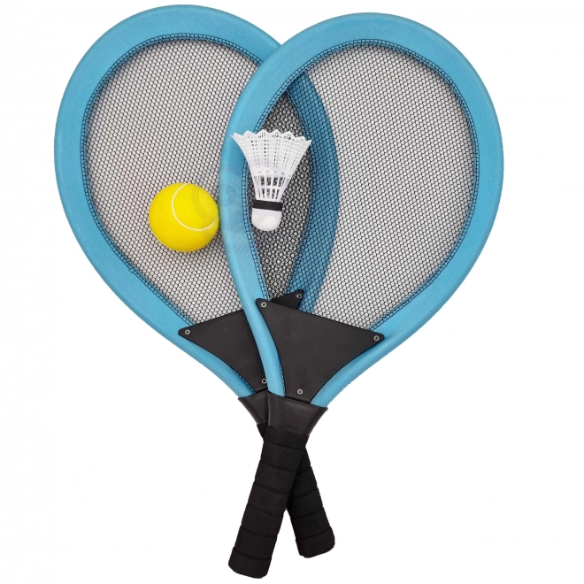 Grote rackets voor tennis en badminton voor kinderen met een bal
