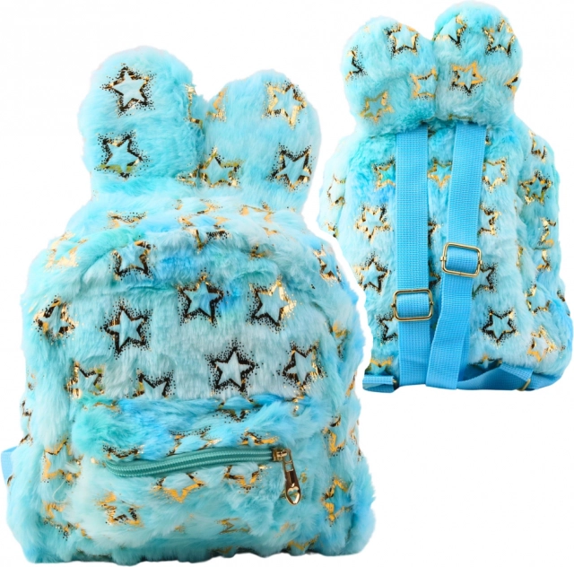 Kinder Plüschrucksack mit goldenen Sternen blau