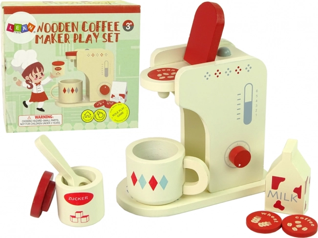 Holz-Kinderkaffeemaschine mit Zubehör
