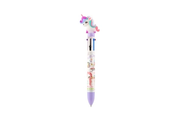 Pen met eenhoornmotief met 6 kleuren
