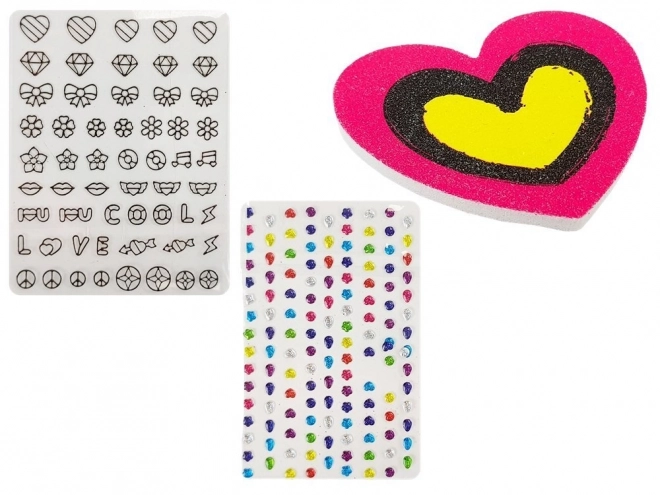 Nagelverzierungssatz für Kinder mit Glitzerspender und bunten Aufklebern