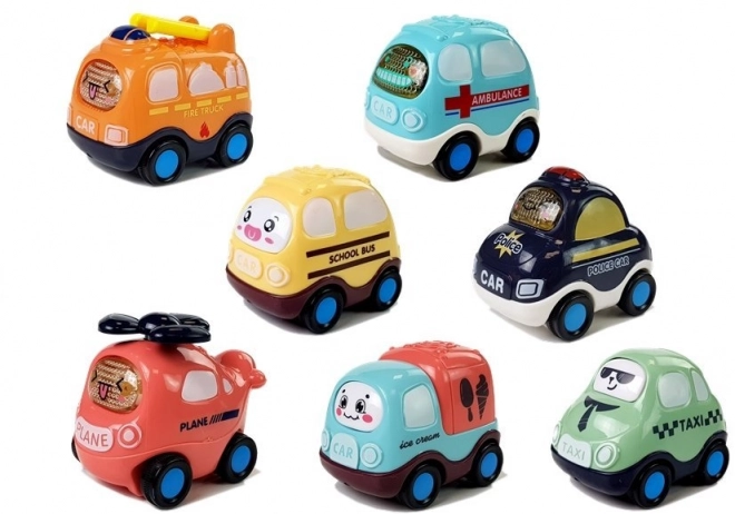 Kinderset van autootjes met koord 7 stuks