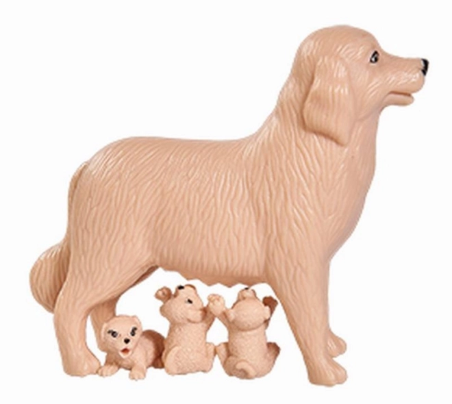 Pop Evička met hondje en puppy's