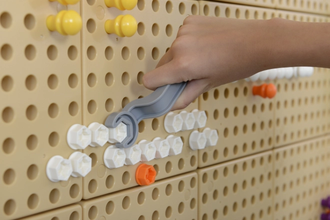 Masterkidz gereedschapsset met boormachine en 8 elementen voor wetenschappelijk-creatief STEM-bord