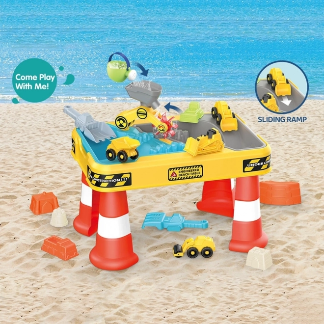 Woopie Water and Sand Table 2-in-1 Construction Play Surface with 4 Cars 12el.