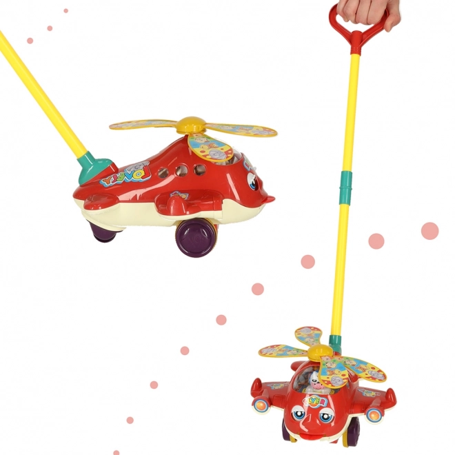 Kinder duw vliegtuig helikopter met geluid