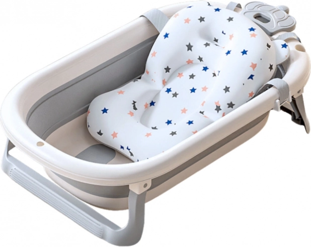 Opvouwbaar babybadje met matras en thermometer grijs