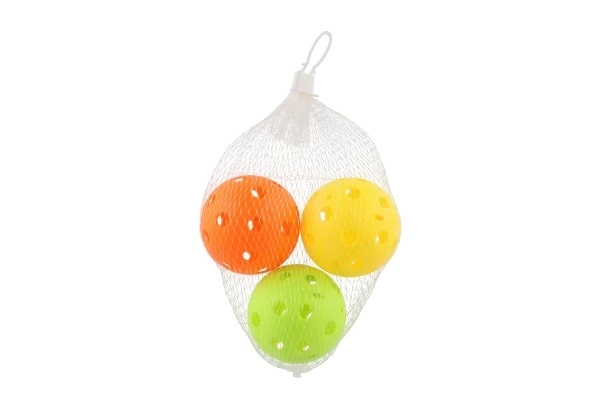Ballon de floorball 3pcs plastique 7cm dans un filet
