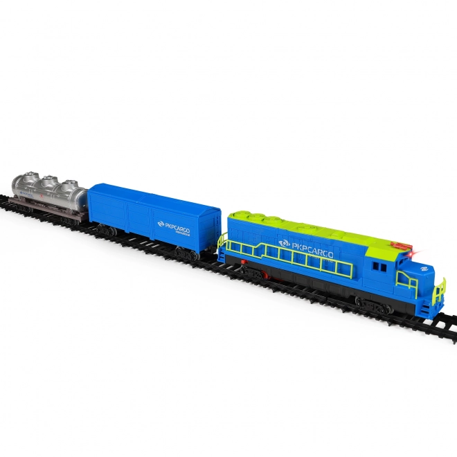Goederentrein PKP Cargo International met wagons en spoor met geluid en licht