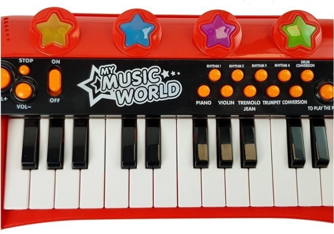 Toetsenbord Pianinko 24 toetsen USB microfoon rood