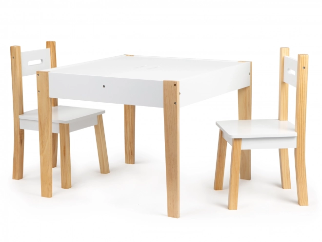 Ecotoys Wooden Children's Table with Board and Two Chairs