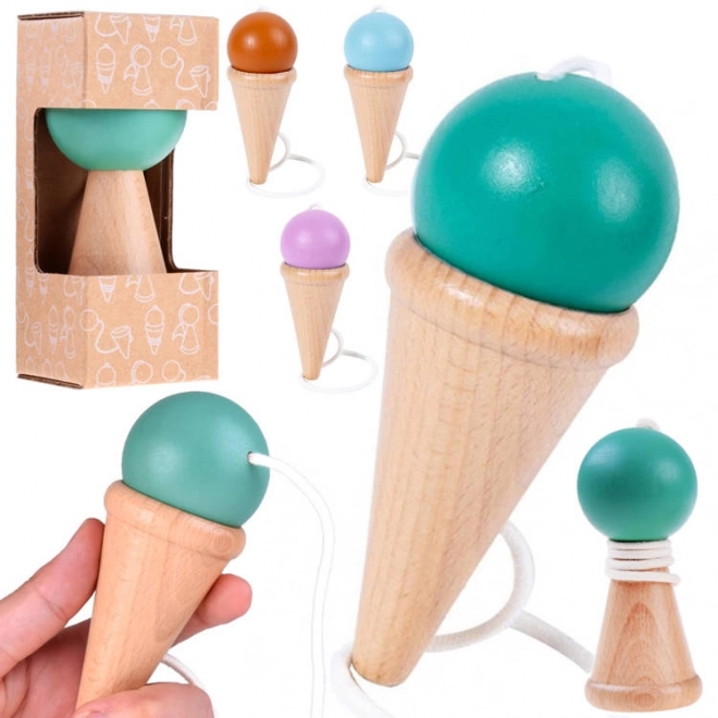 Houten behendigheidsspel vang de bal