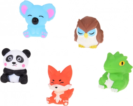 Rubberen vingerpopjes Dierentuin dieren - set van 5 figuurtjes