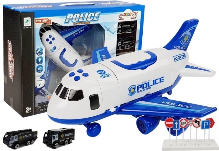 Fold-out Police Transport Plane 1:64 with Lights and Sounds