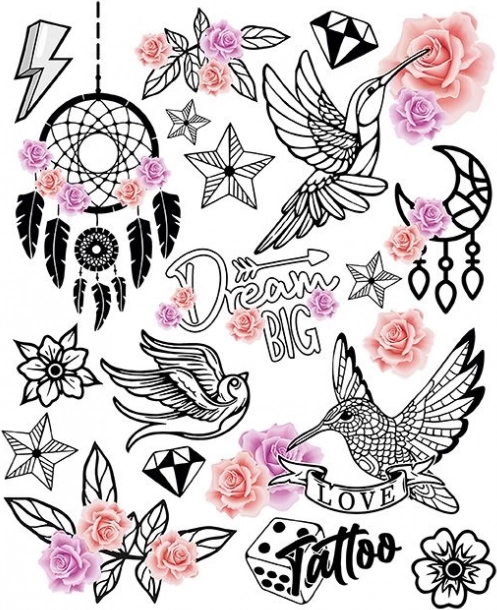 Transferts thermocollants Colibris Grande Planche