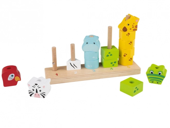 Colorful Wooden Pyramid Animal Blocks Educational Toy