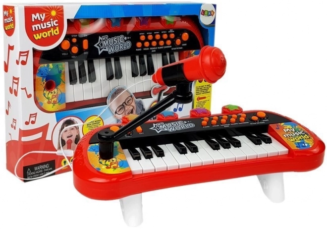 Toetsenbord Pianinko 24 toetsen USB microfoon rood